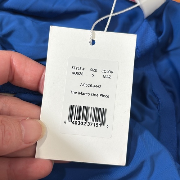 Andie The Marco One Piece Rib Swimsuit Mazarine Blue Size S NWT - Picture 7 of 9